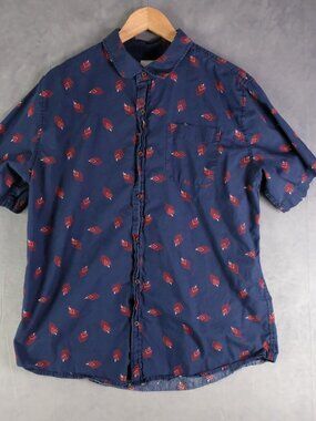 Katin Surf Shirt Mens Extra Large Blue Red Geometric Button Up Short Sleeve